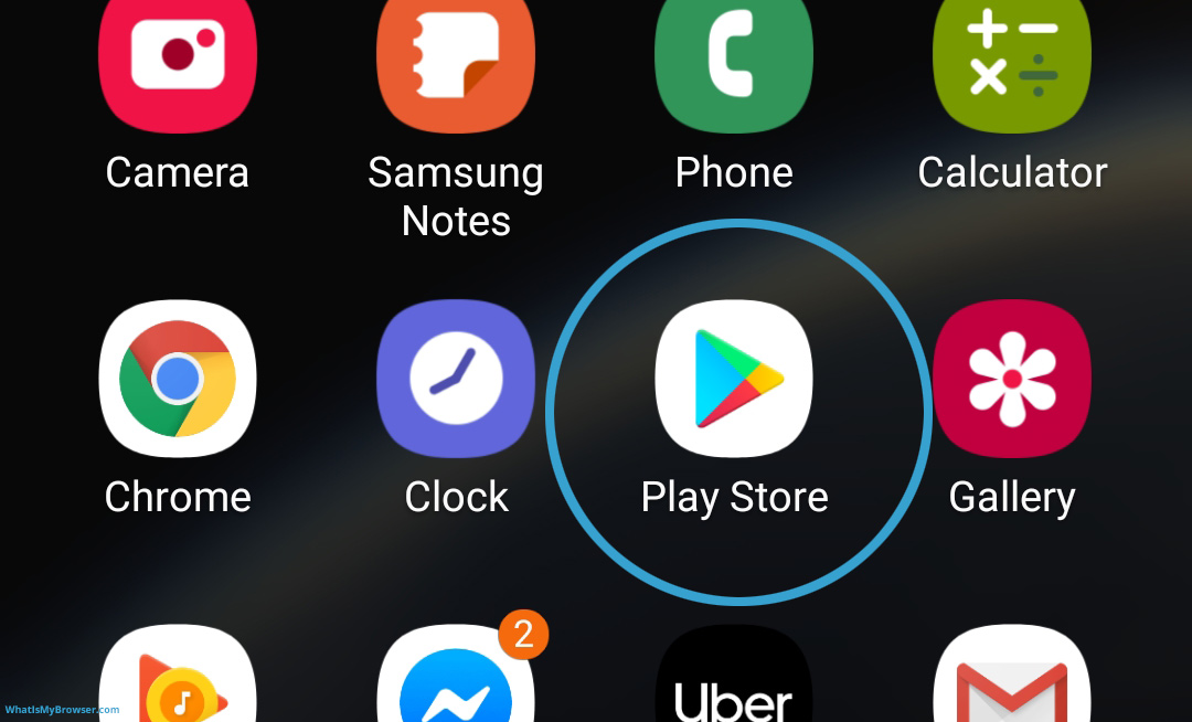 Screenshot of the Home Screen, highlighting the Play Store app icon