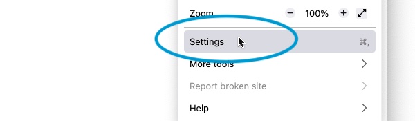 The location of the Options menu item in the expanded Firefox menu