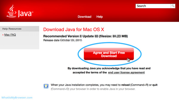 The end user license agreement page