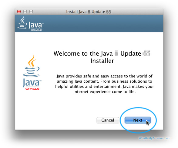 Welcome screen for the Java installer