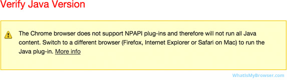 The error message you get when you try to run Java applications in Chrome.