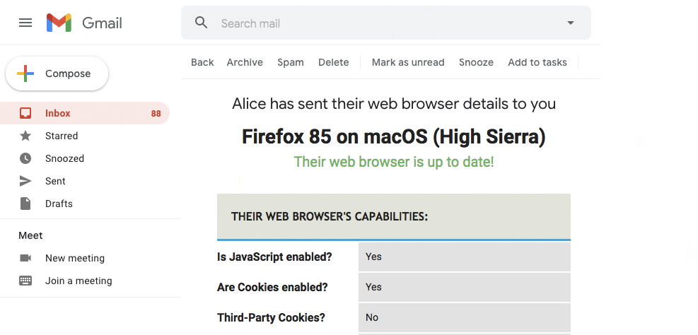 Example email