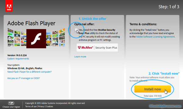 Untick the 'Optional Offer' checkbox. Click the 'Install now' button.