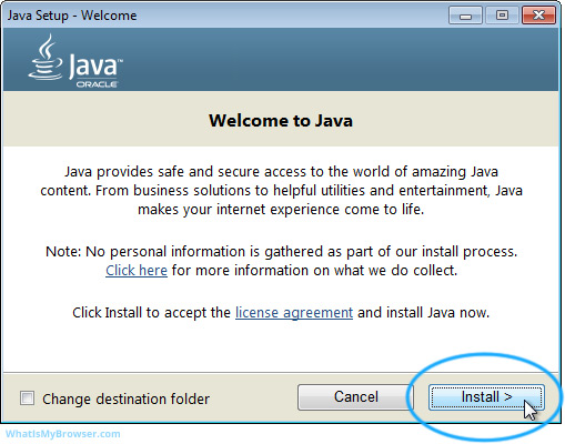 The 'Welcome to Java' installer program