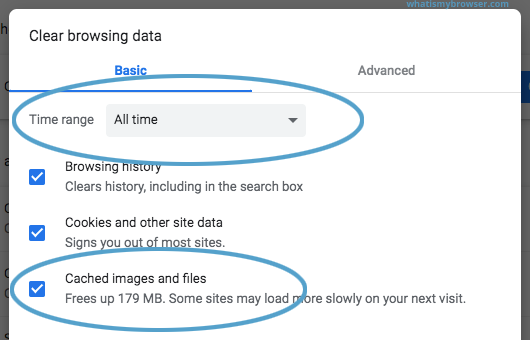 Screenshot showing the size of Chrome's cache