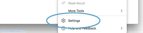 The Settings item in the menu