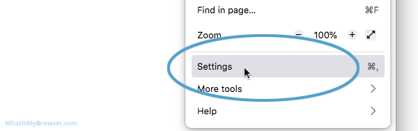The Settings/Options menu item