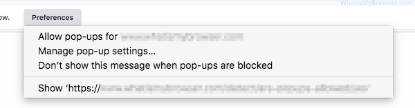 Click the blue link to show the pop-up once, or select Always allow and then click Done.