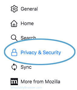 The Privacy & Security menu item