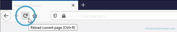 Screenshot showing the mouse cursor hovering over the Reload current page button