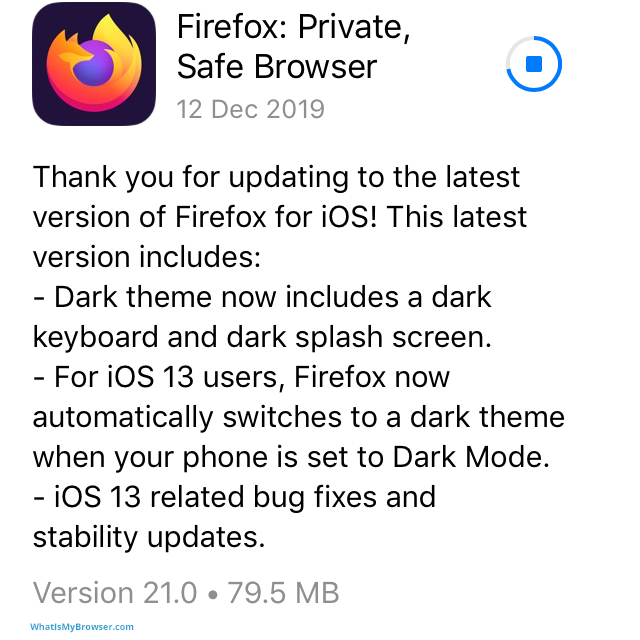 Screenshot of the App Store updating Firefox