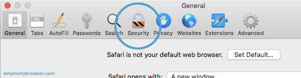 The Security tab is sixth from the left