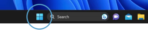 Screenshot of The Windows Start Button on the task bar