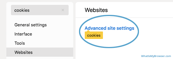 The 'Advanced site settings' item in the options list.